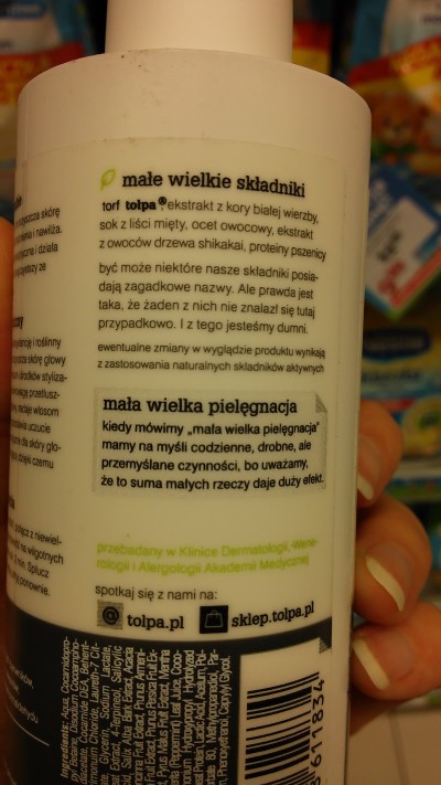 teksty na etykietach - szampon tołpa